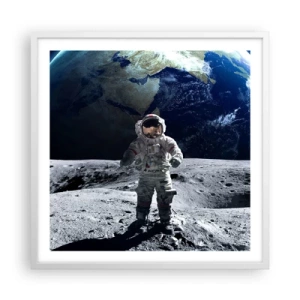 Poszter fekete keretben - Üdvözlet a Holdról - 60x60 cm