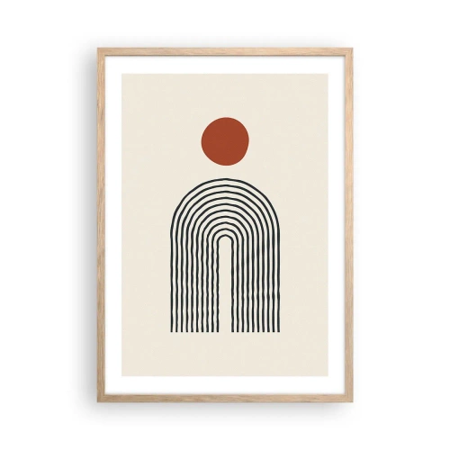 Poszter világos tölgy keretben - Formák és színek vonzalma - 50x70 cm