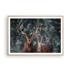 Poszter világos tölgy keretben - Az erdő ura a feleségével - 100x70 cm