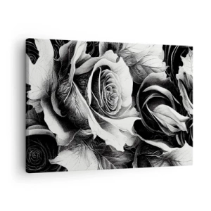 Vászonkép - Fekete-fehér rózsák elegáns kompozícióban - 70x50cm - Mindig a királynő - Modern fali dekoráció nappalihoz és hálószobához ARTTOR