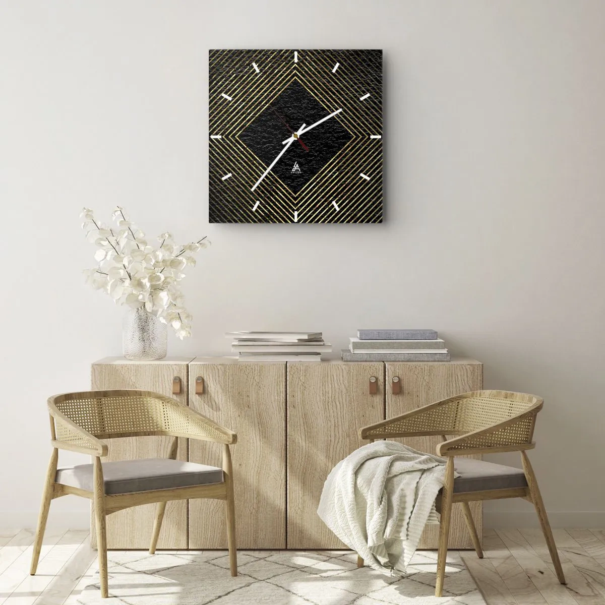 Falióra, Óra - Geometria glamour stílusban - 30x30 cm