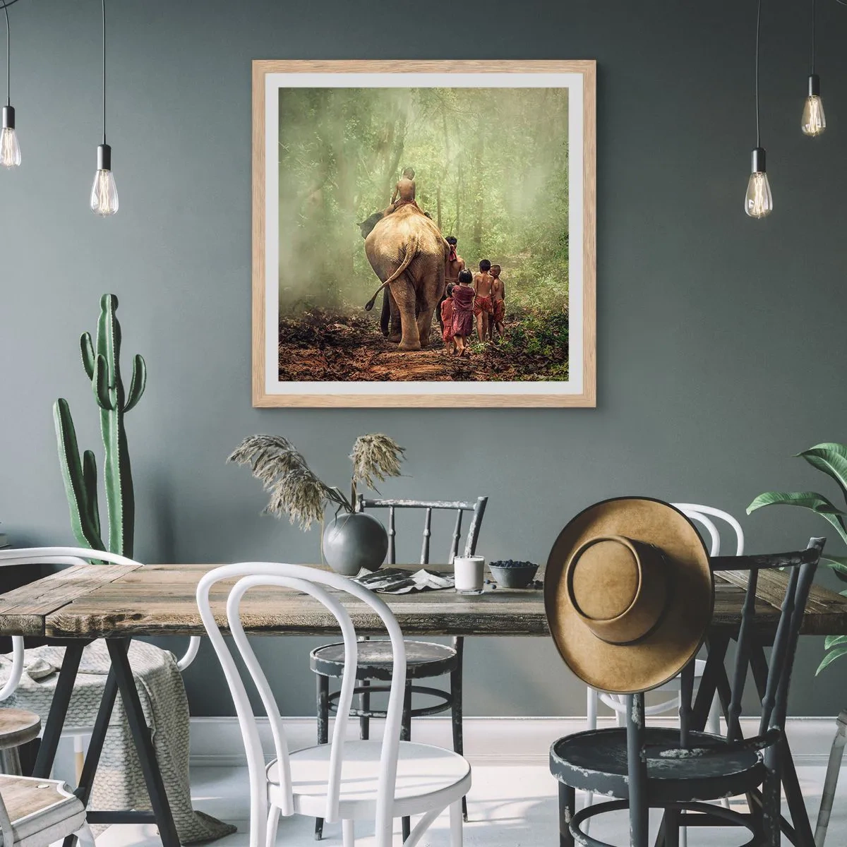 Poszter világos tölgy keretben - Az új Dzsungel Könyve - 40x40 cm