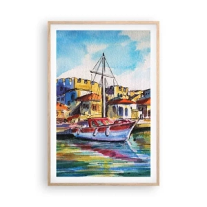 Poszter világos tölgy keretben - Szivárványos délután - 61x91 cm