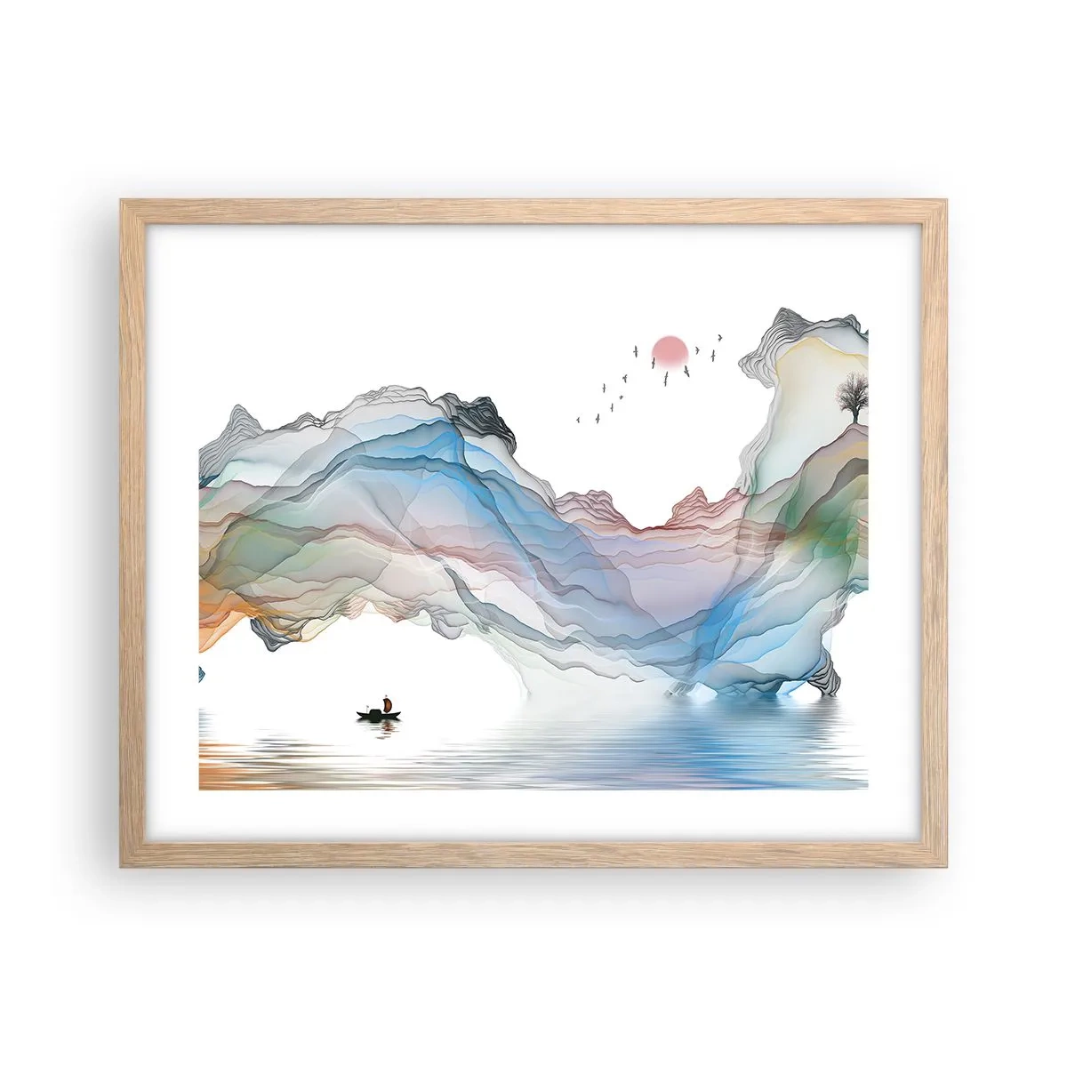 Poszter világos tölgy keretben - A kristály hegyek felé - 50x40 cm
