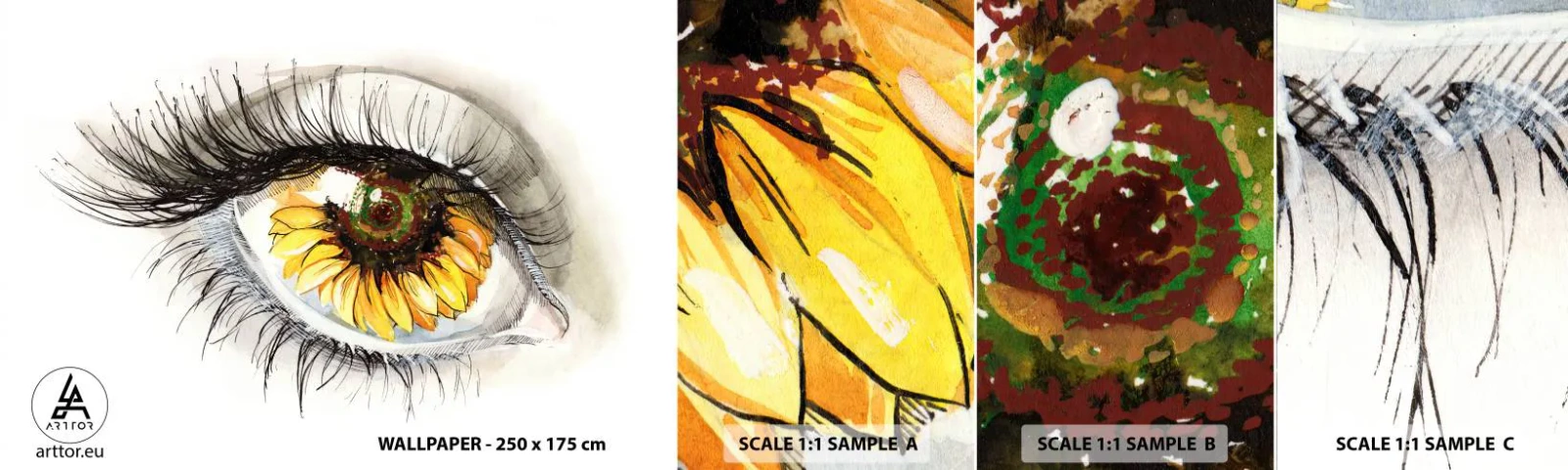 Fotótapéta Minta Standard Eco - Tekintet forró mint a nyár - Absztrakció, Grafika, Szem - 100x30 cm