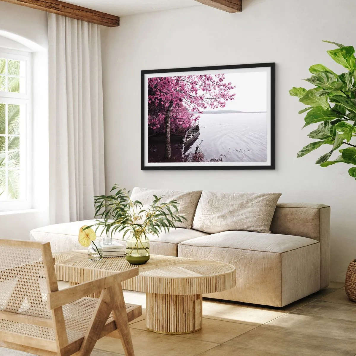 Poszter fehér keretben - Rózsaszín csendben - 100x70 cm