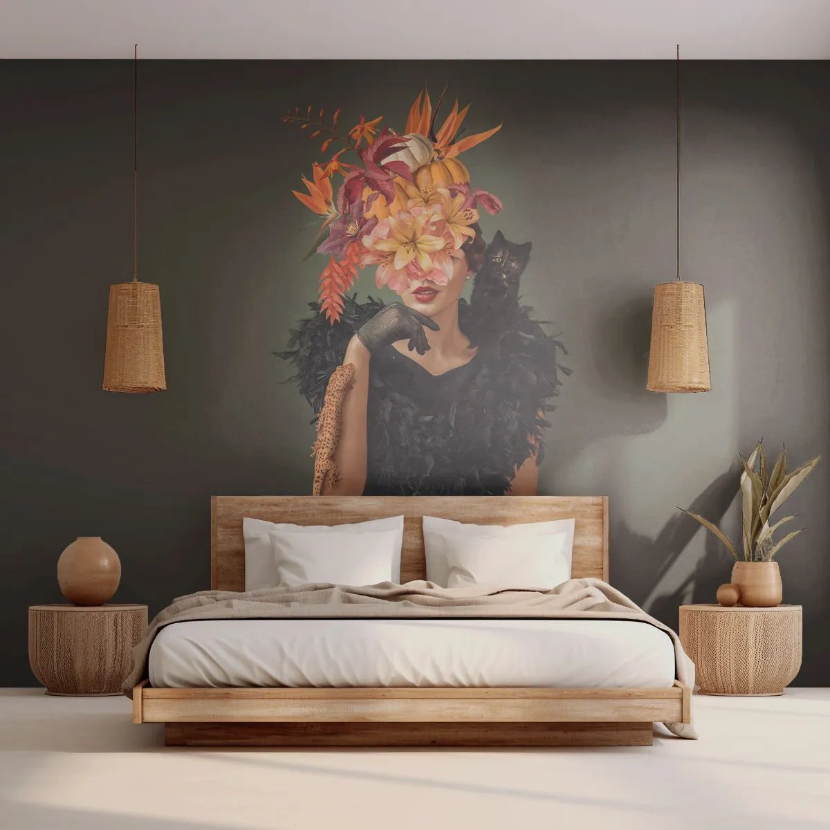 Fotótapéta Premium Canvas - Egy boszorkány mágiája - Absztrakció, Nő, Virágok - 250x175 cm