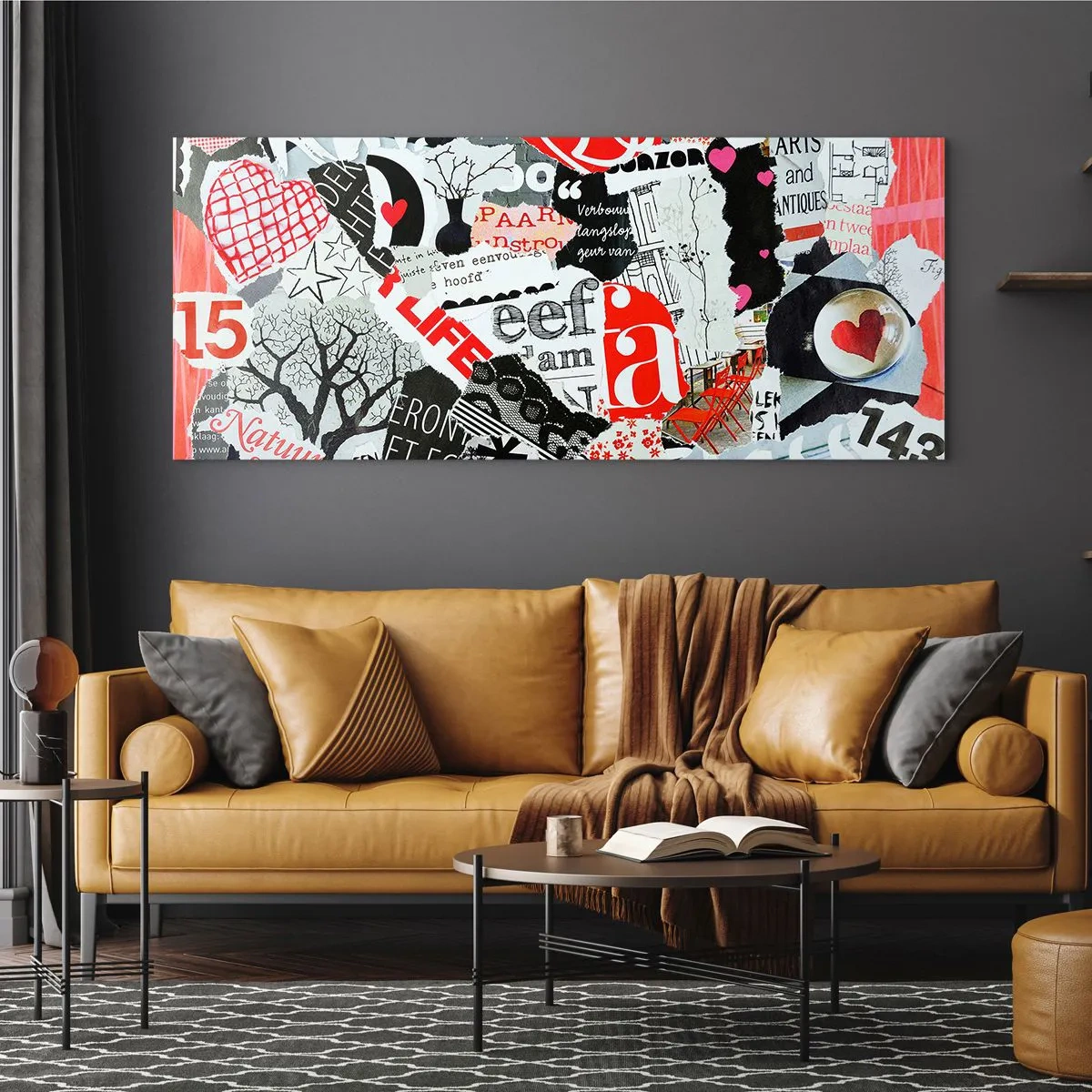 Üveg kép - Hipszter kollázs - 100x40 cm