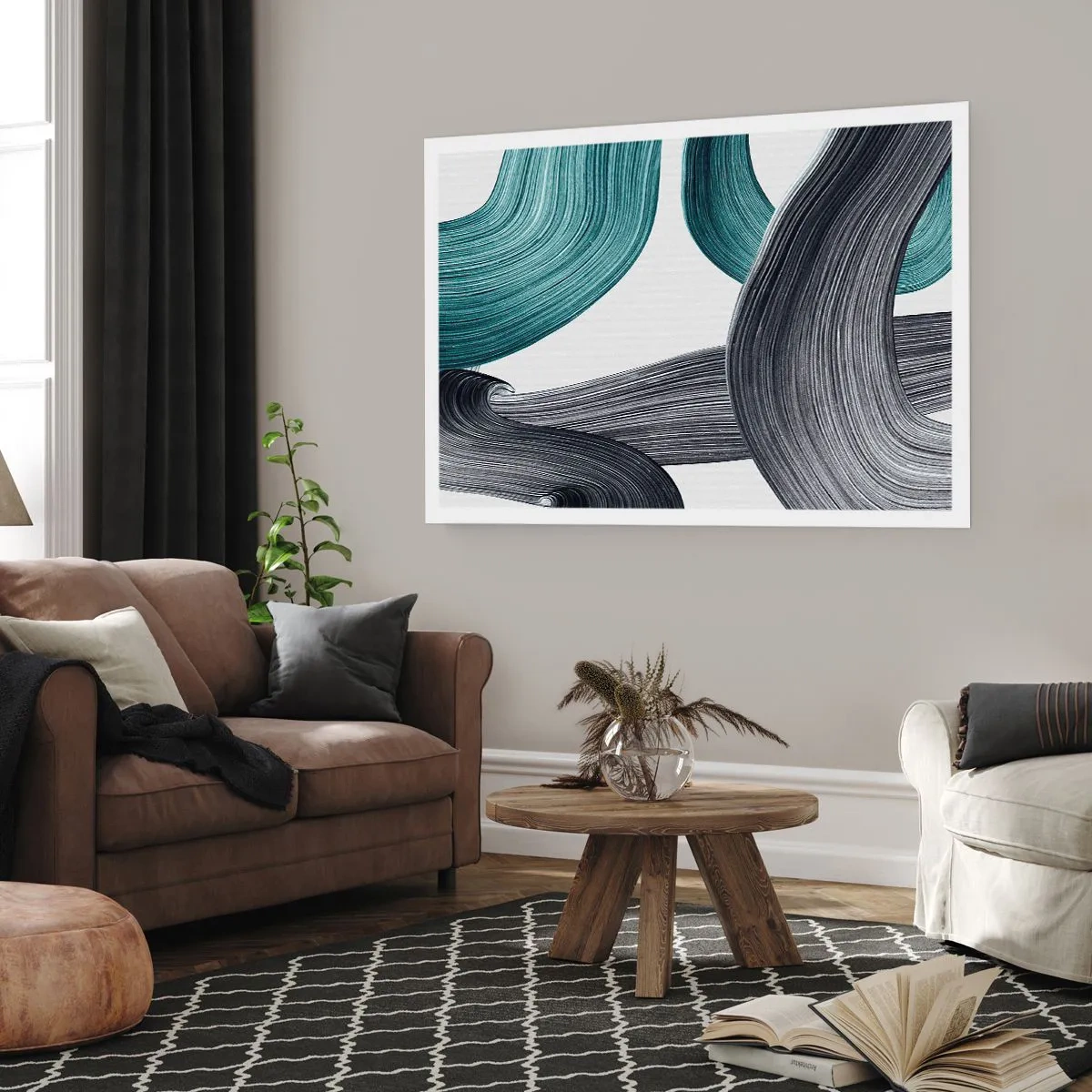 Poszter - Smaragdzöld és fekete nyomok - 40x30 cm