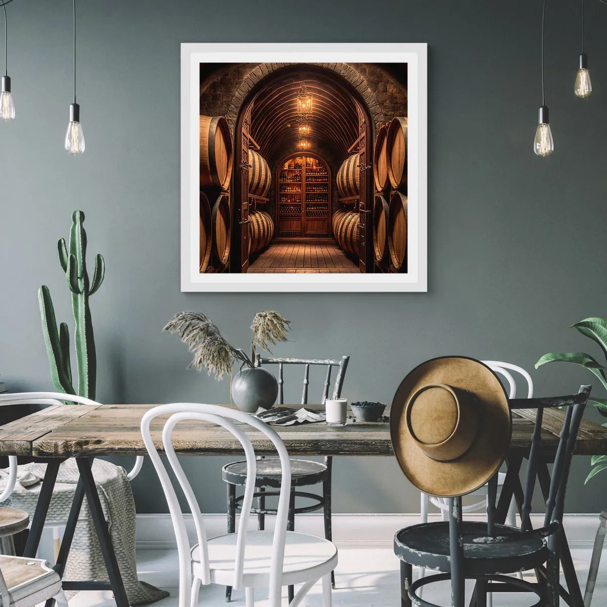 Poszter fekete keretben - Hangulatos pince - 30x30 cm
