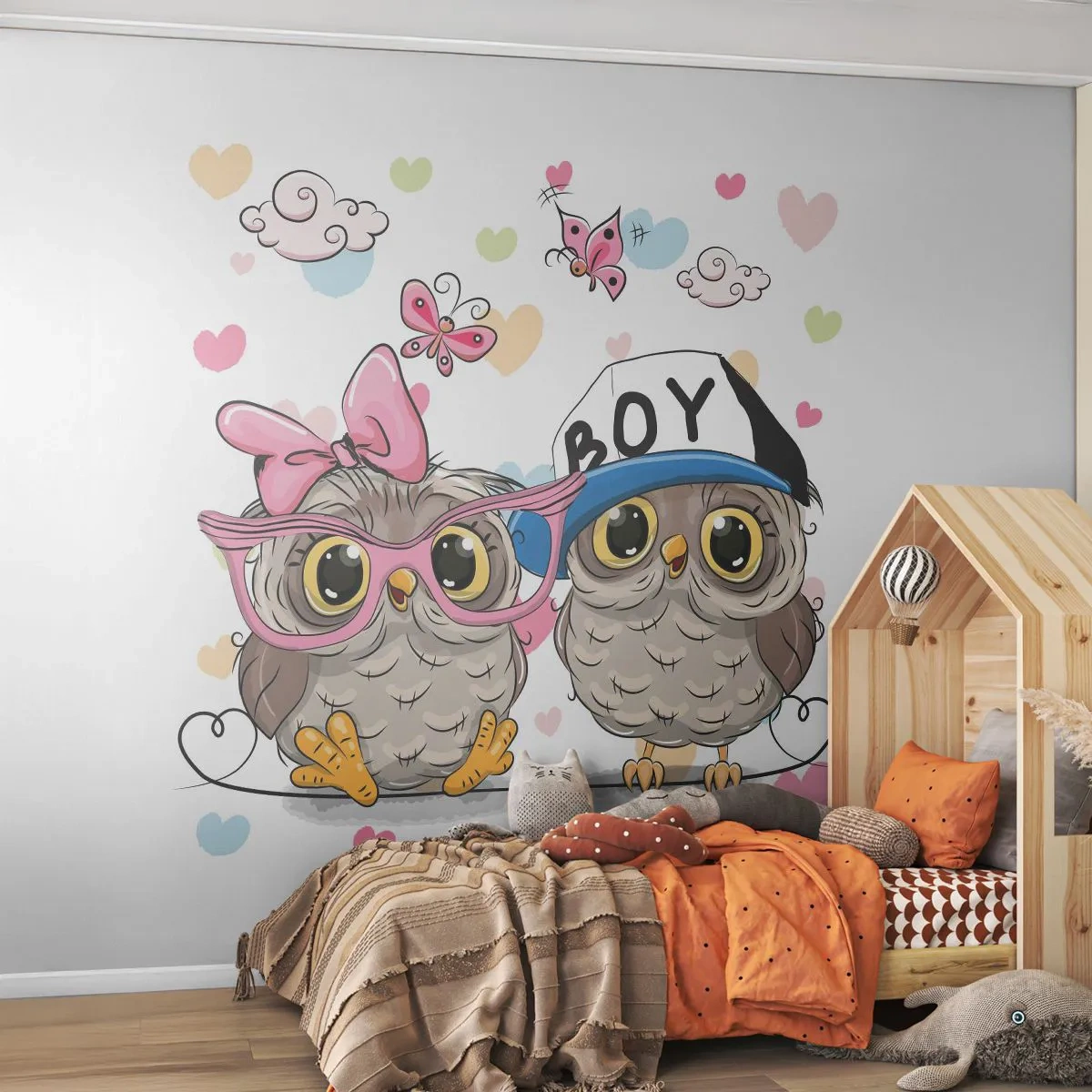 Fotótapéta Standard Eco - Szeressük egymást! - Gyerekeknek, Bagoly, Pillangó - 200x140 cm