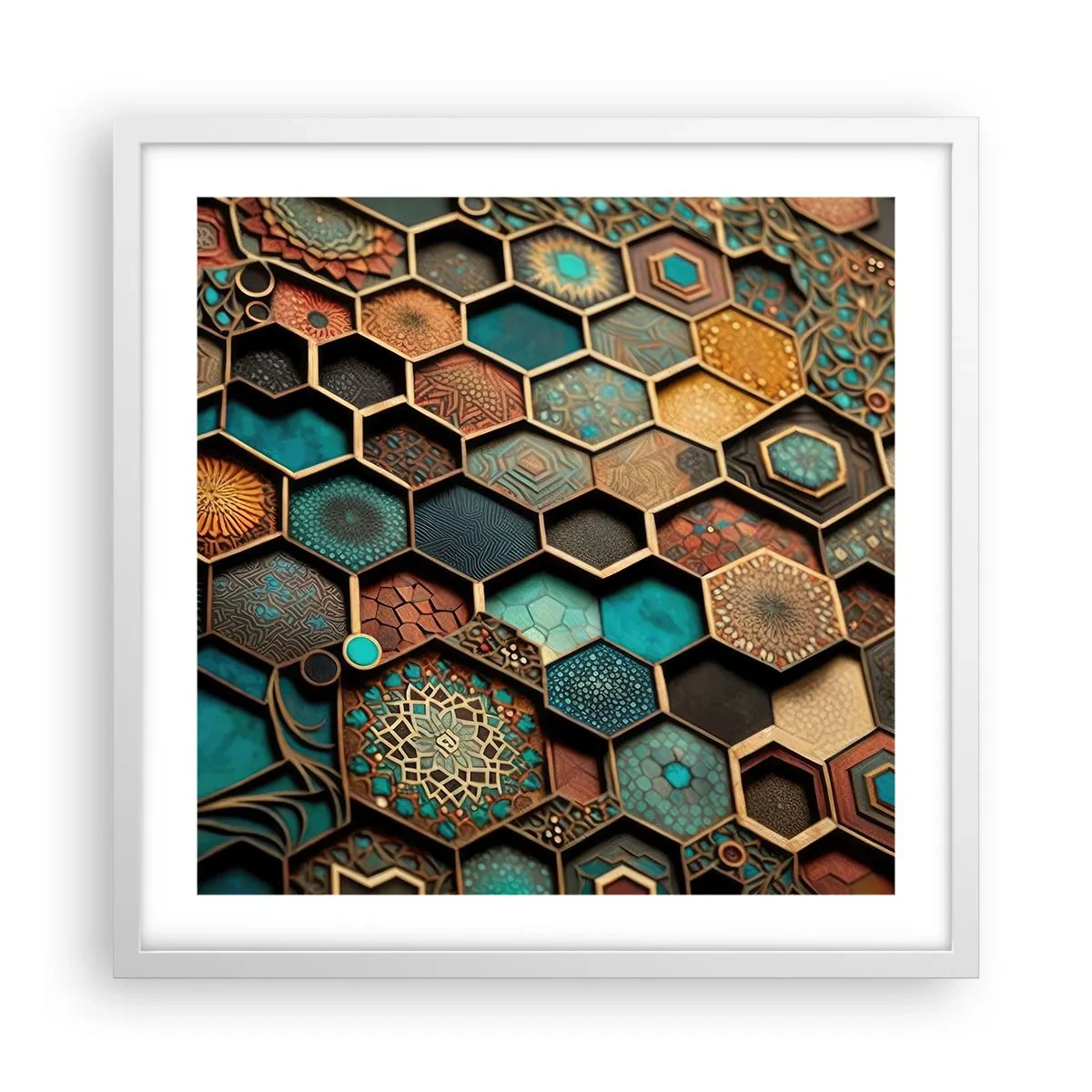 Poszter fekete keretben - Arab ornamentika - egy variáció - 50x50 cm