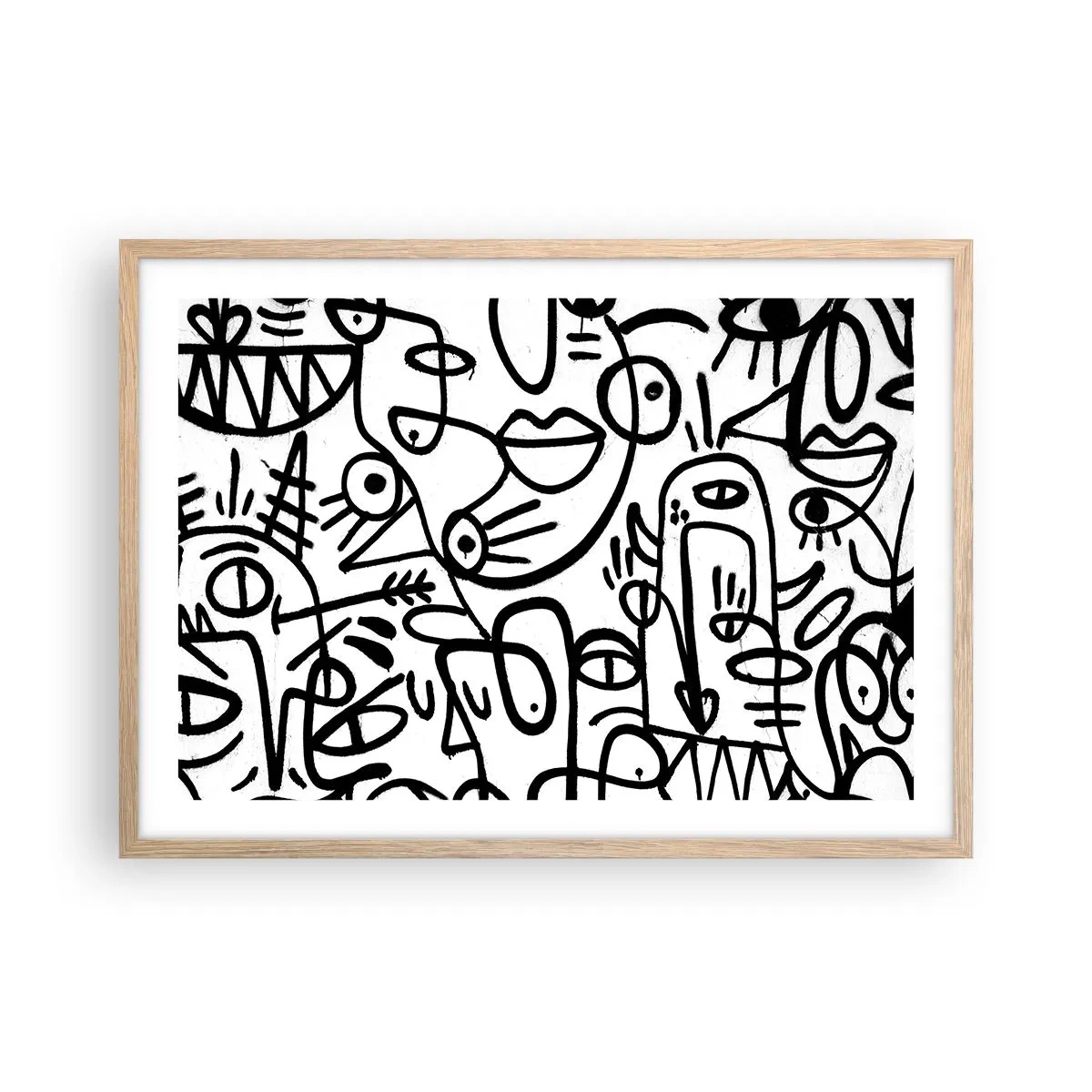 Poszter világos tölgy keretben - Arcok és délibábok - 70x50 cm