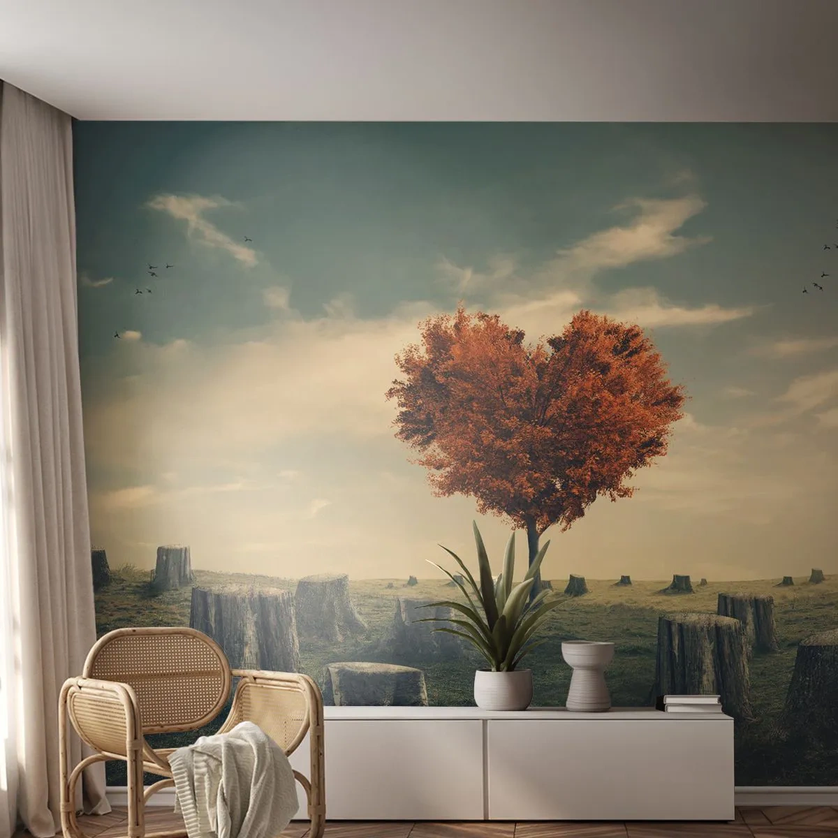 Fotótapéta Premium Sand - Még mindig van remény - Absztrakció, Tájkép, Fa - 150x105 cm