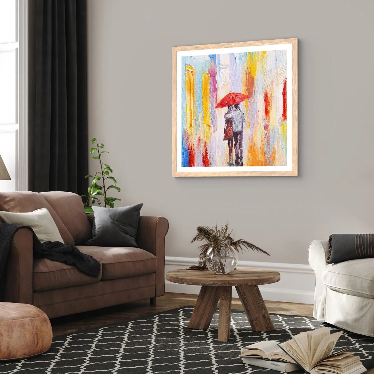 Poszter világos tölgy keretben - Hadd essen az eső - 60x60 cm