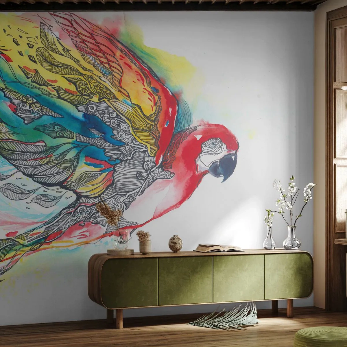 Fotótapéta Standard Eco - Élj színesen - Madár, Papagáj, Színes tollak - 400x280 cm