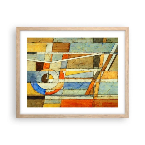 Poszter világos tölgy keretben - Kubizmus az építkezésen - 50x40 cm
