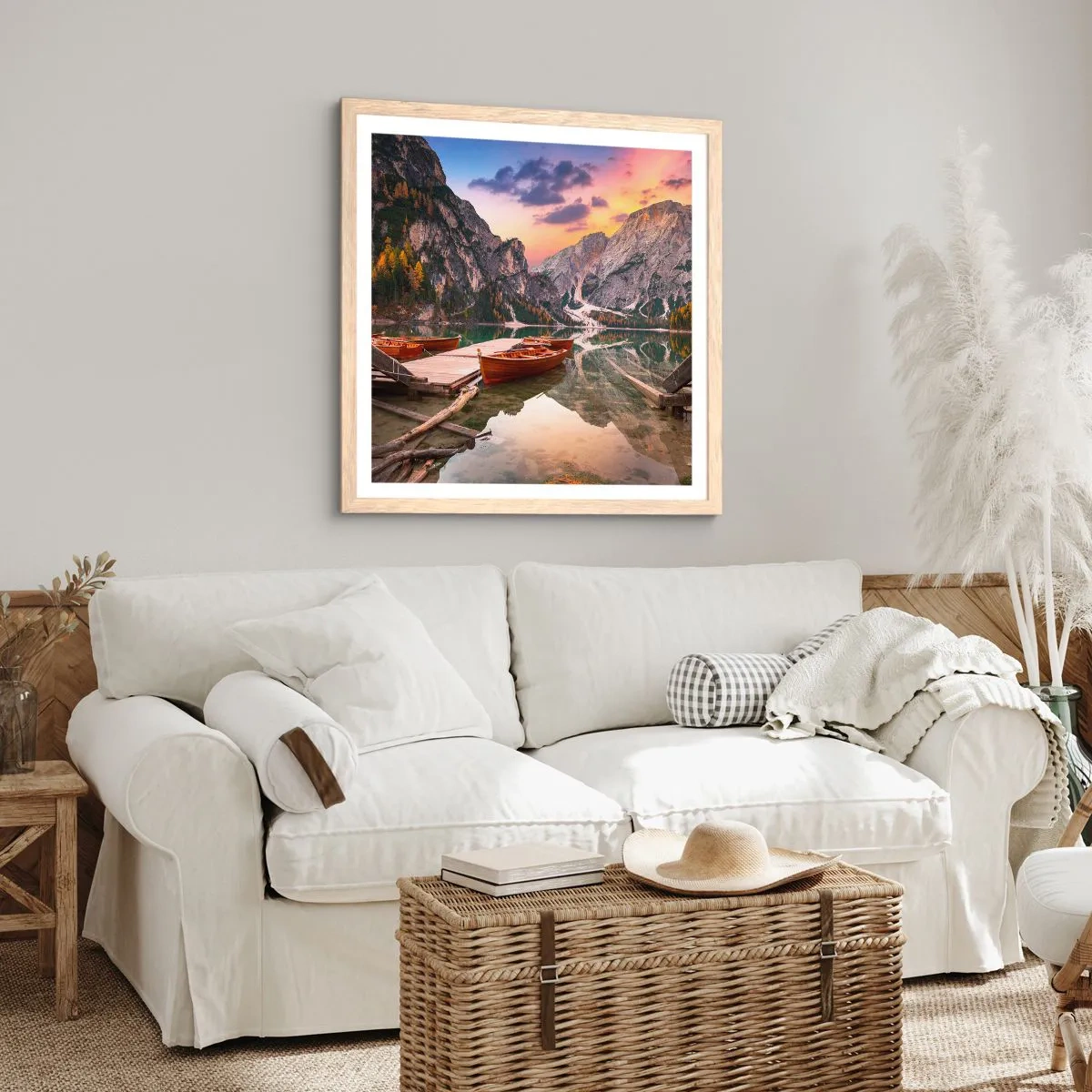 Poszter világos tölgy keretben - A nap ígérete - 40x40 cm