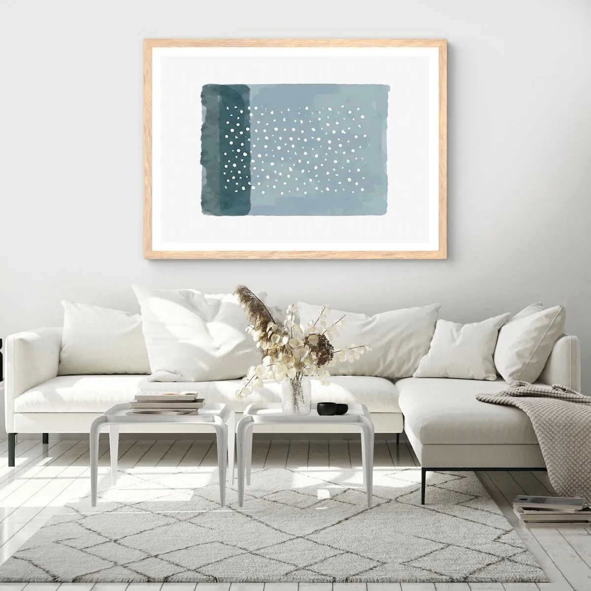 Poszter világos tölgy keretben - Kéken nőtt - 91x61 cm