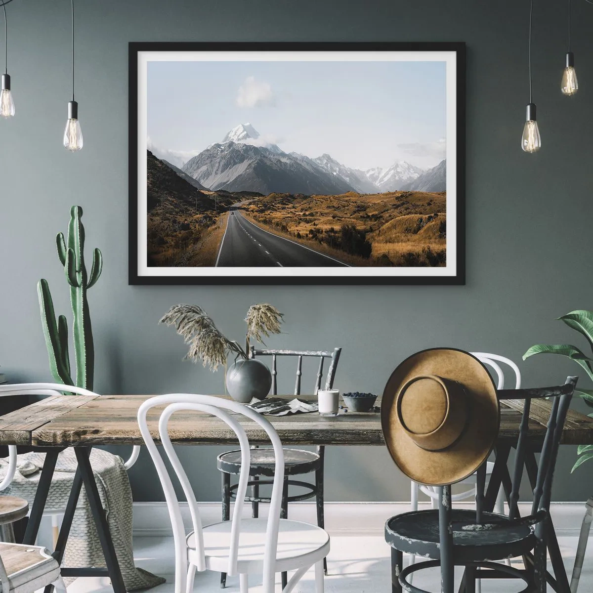 Poszter fehér keretben - Út a hegyek szívébe - 70x50 cm