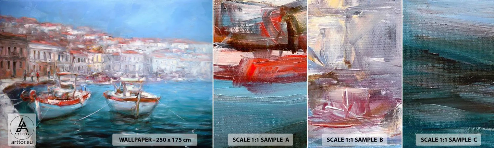 Fotótapéta Minta Standard Eco - Olasz öböl - Kikötőváros, Építészet, Görögország - 100x30 cm