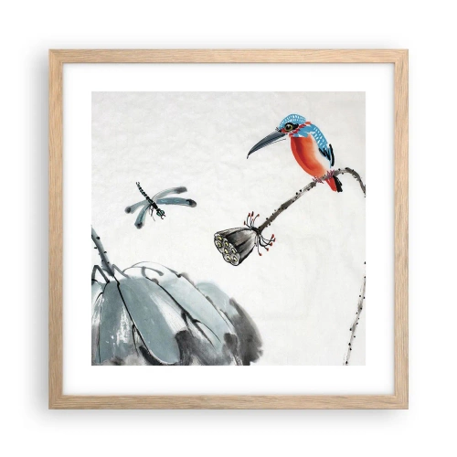 Poszter világos tölgy keretben - A rét élete - 40x40 cm