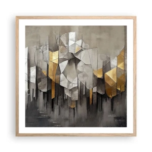 Poszter világos tölgy keretben - Kompozíció jégből és fényből - 60x60 cm