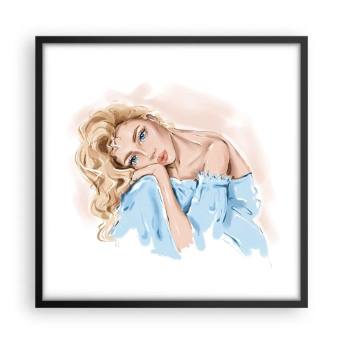 Poszter fehér keretben - Álmodozó a kékben - 50x50 cm