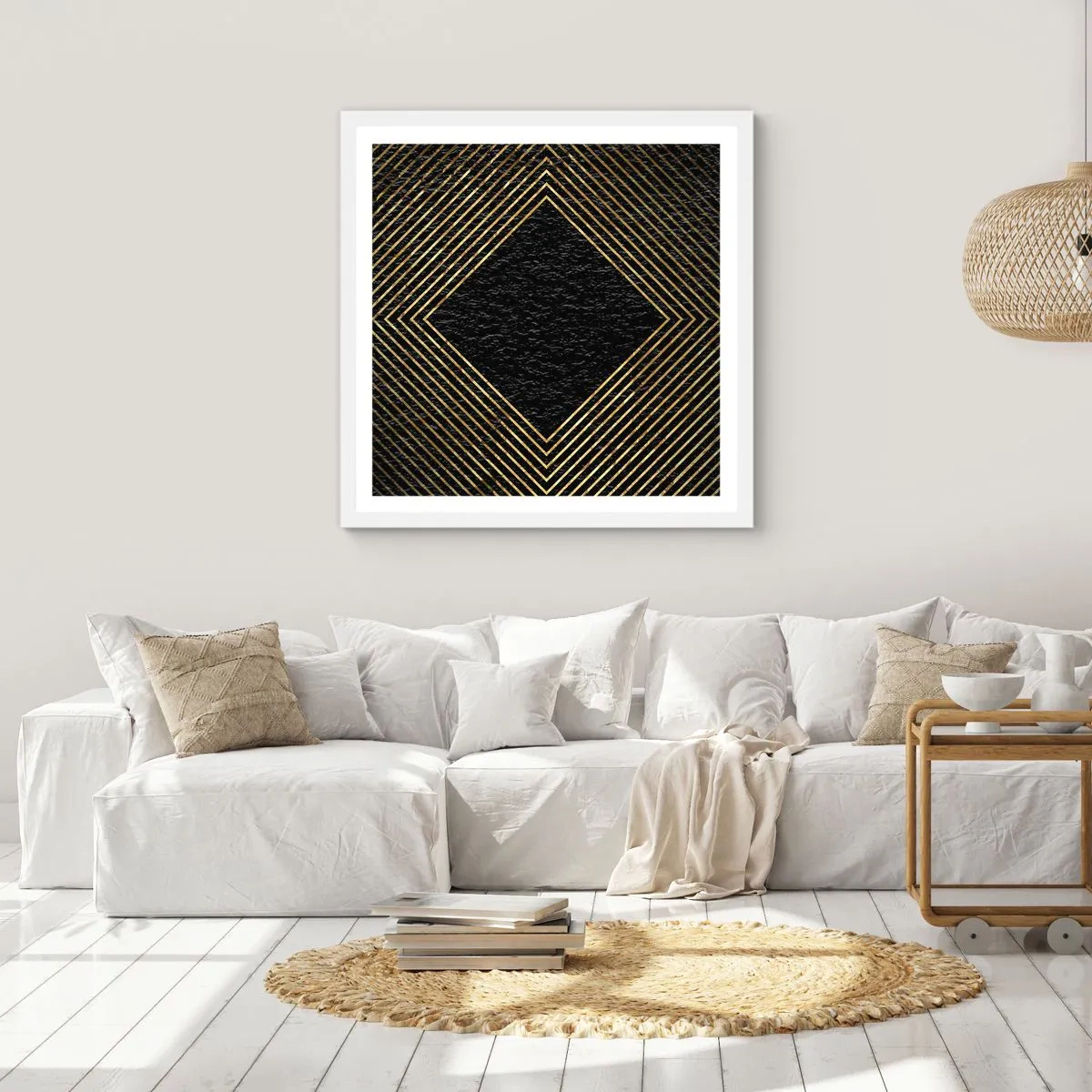 Poszter fekete keretben - Geometria glamour stílusban - 60x60 cm