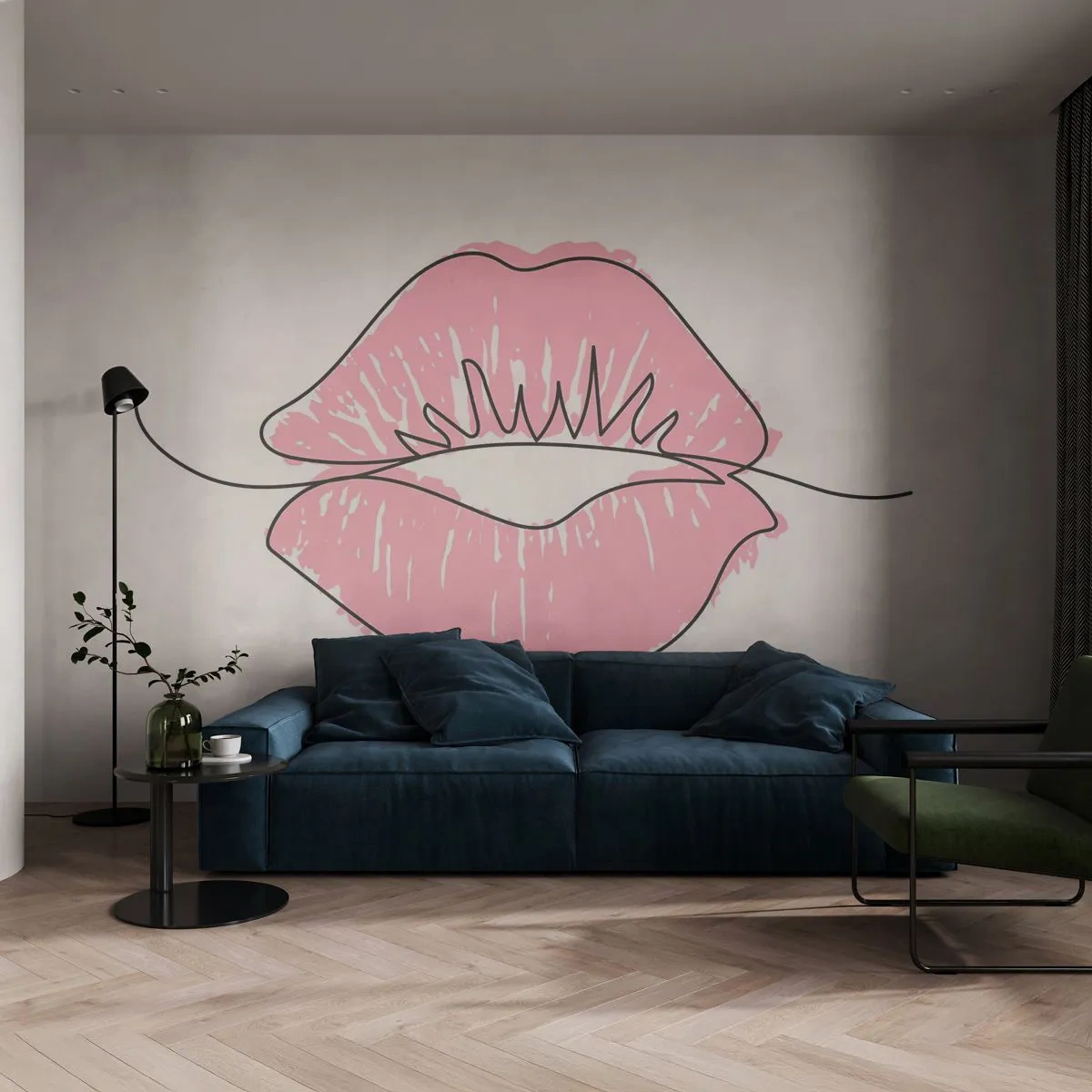 Fotótapéta Premium Canvas - Készen állsz a csókra? - Grafika, Rózsaszín ajkak, Darab - 250x175 cm