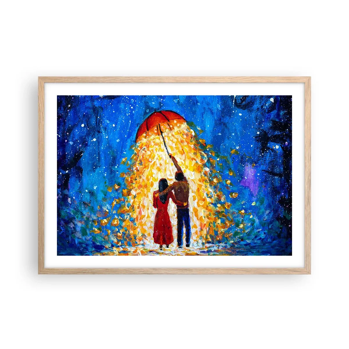 Poszter világos tölgy keretben - Egy esős este varázsa? - 70x50 cm