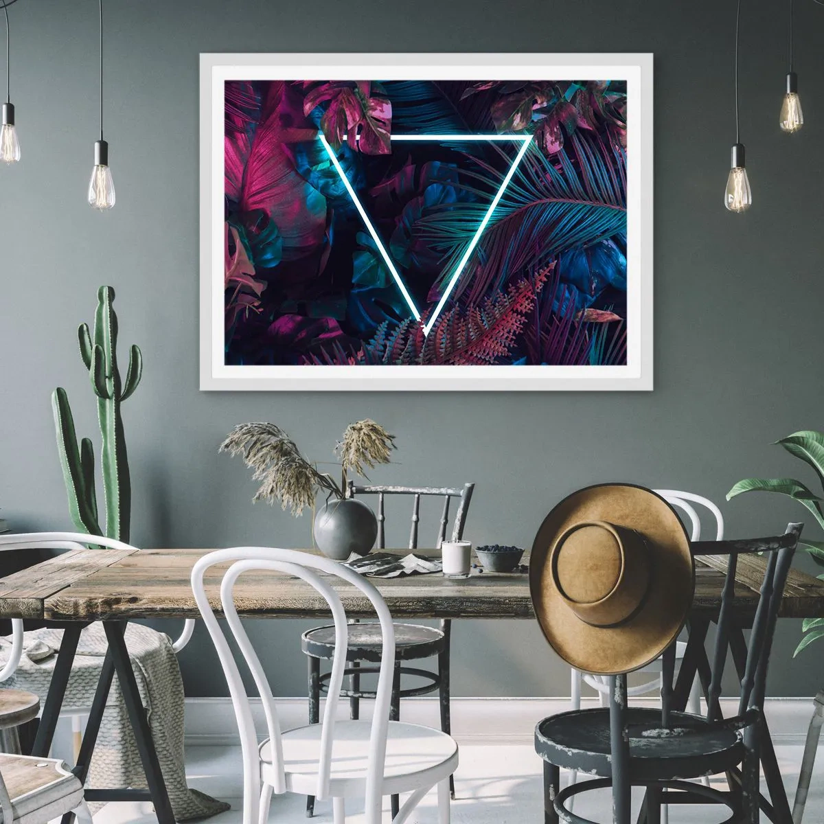 Poszter fekete keretben - Disco stílusú kert - 100x70 cm