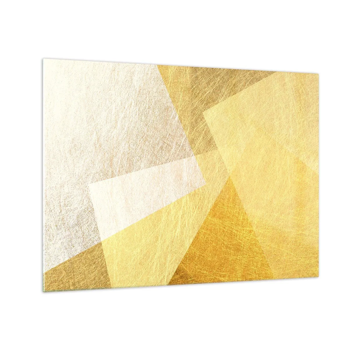 Üveg kép - Arany geometriai formák fém és könnyű textúrával - 70x50cm - A geometria időjárása - Modern fali dekoráció nappalihoz és hálószobához ARTTOR