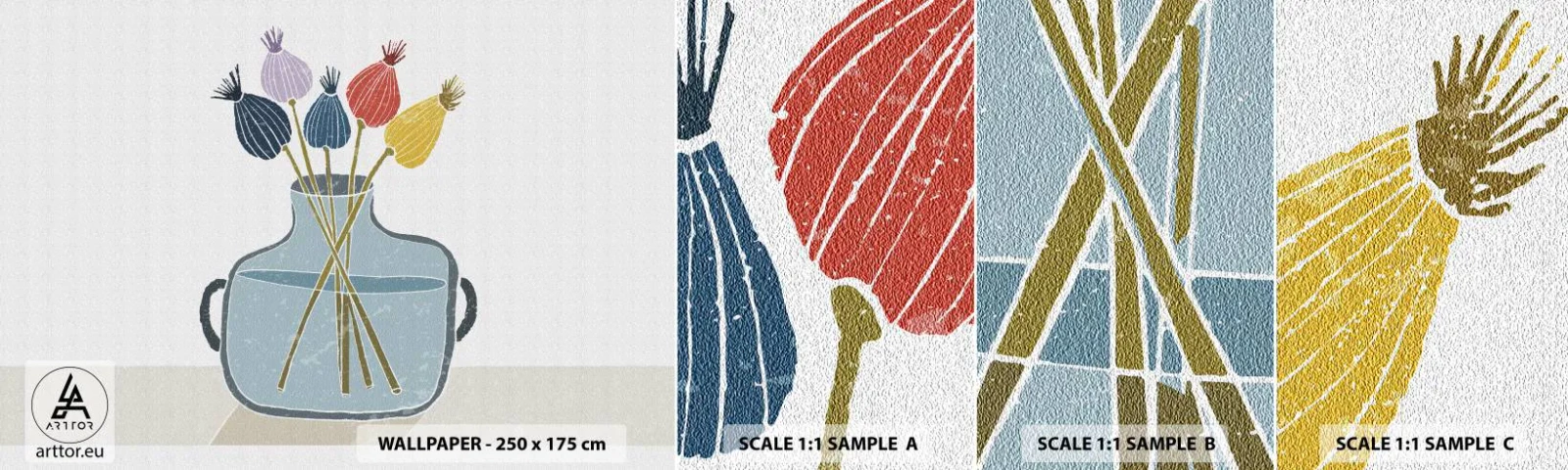 Fotótapéta Minta Öntapadós Deluxe Sticker - Mint egy mákszem - Virágok, Váza, Minimalizmus - 100x30 cm