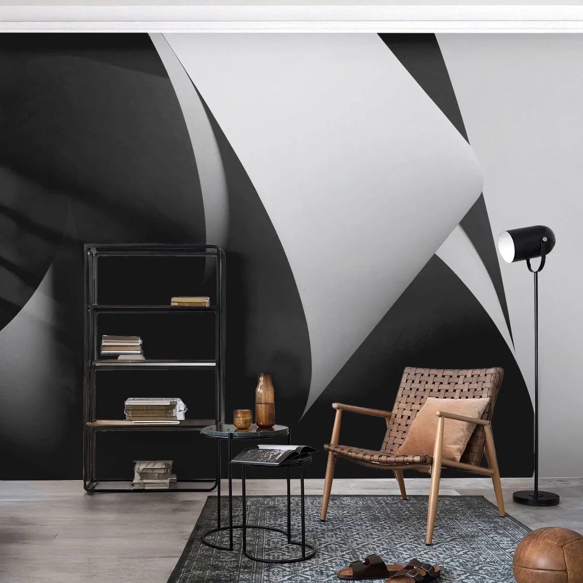 Fotótapéta Premium Canvas - Fénysíkok az árnyék mélyéről - 3D, Visszafogott, Alakzatok - 150x105 cm