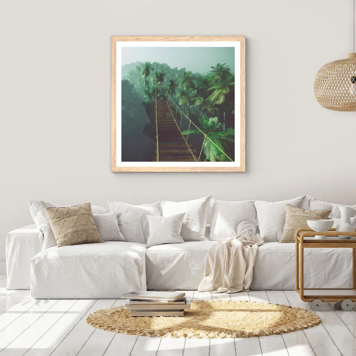 Poszter világos tölgy keretben - A zöldellő hullámok felett - 40x40 cm