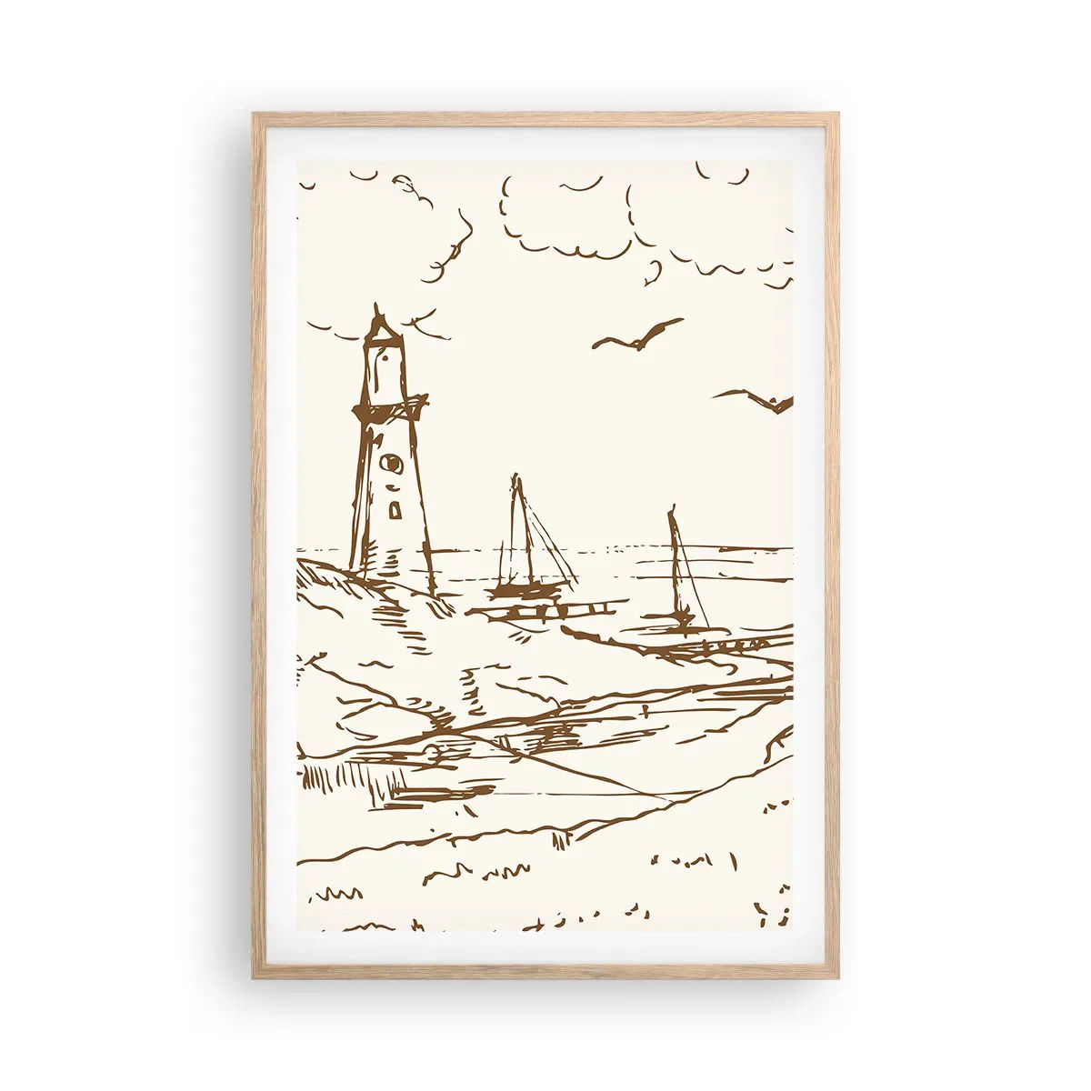 Poszter világos tölgy keretben - A nyár emlékeinek vázlata - 61x91 cm