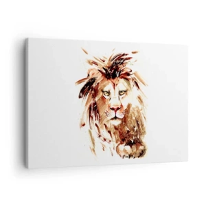 Vászonkép - Oroszlán akvarell portréja intenzív részletekkel - 70x50cm - Erő és méltóság - Modern fali dekoráció nappalihoz és hálószobához ARTTOR