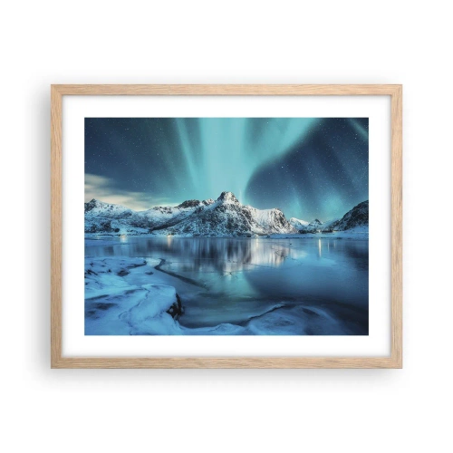 Poszter világos tölgy keretben - Fénynek az éjszakában - 50x40 cm
