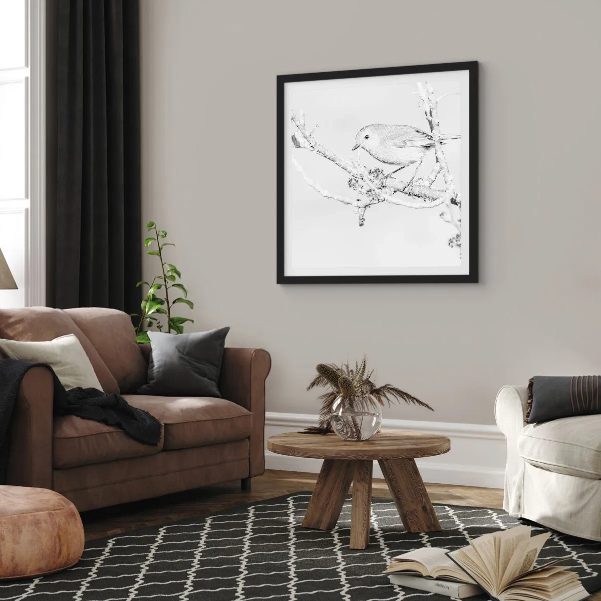 Poszter fehér keretben - Téli reggel - 60x60 cm