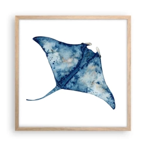 Poszter világos tölgy keretben - Élet kékben - 50x50 cm