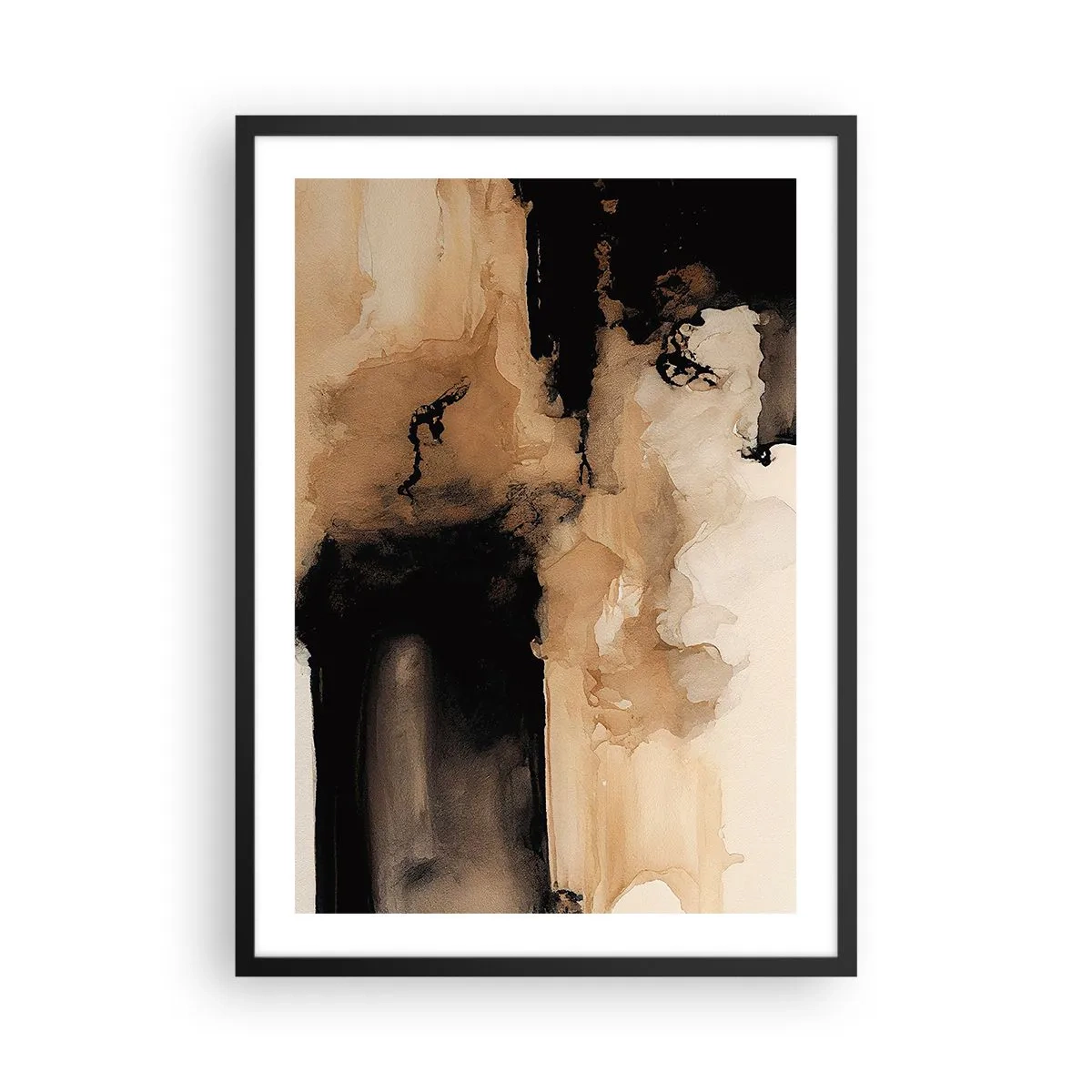 Poszter fehér keretben - Meleg barna árnyalatú absztrakt kompozíció. - 50x70cm - Egy érdekes absztrakció - Modern fali dekoráció nappalihoz és hálószobához ARTTOR