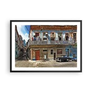 Poszter fehér keretben - Havannai hangulat - 70x50 cm