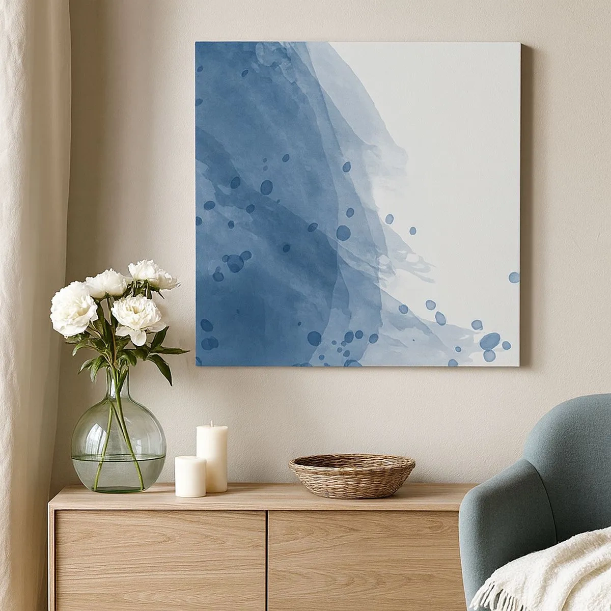 Vászonkép - Kék tüll - 30x30 cm