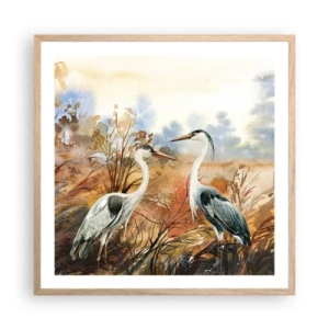 Poszter világos tölgy keretben - Hová ősszel? - 60x60 cm