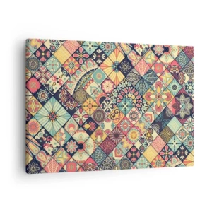 Vászonkép - Marokkói stílus ihlette színes geometrikus minták - 70x50cm - Marokkói hangulat - Modern fali dekoráció nappalihoz és hálószobához ARTTOR