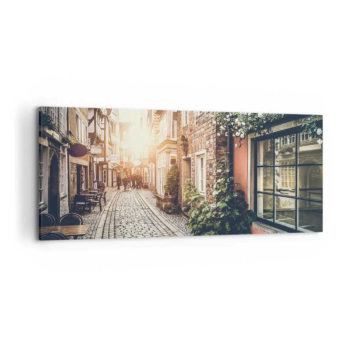 Vászonkép - Rózsa sikátor rózsaszín fényben - 120x50 cm