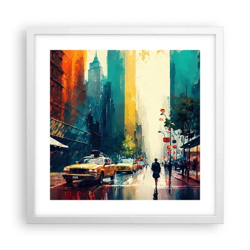 Poszter fekete keretben - New York - itt még az eső is színes. - 40x40 cm