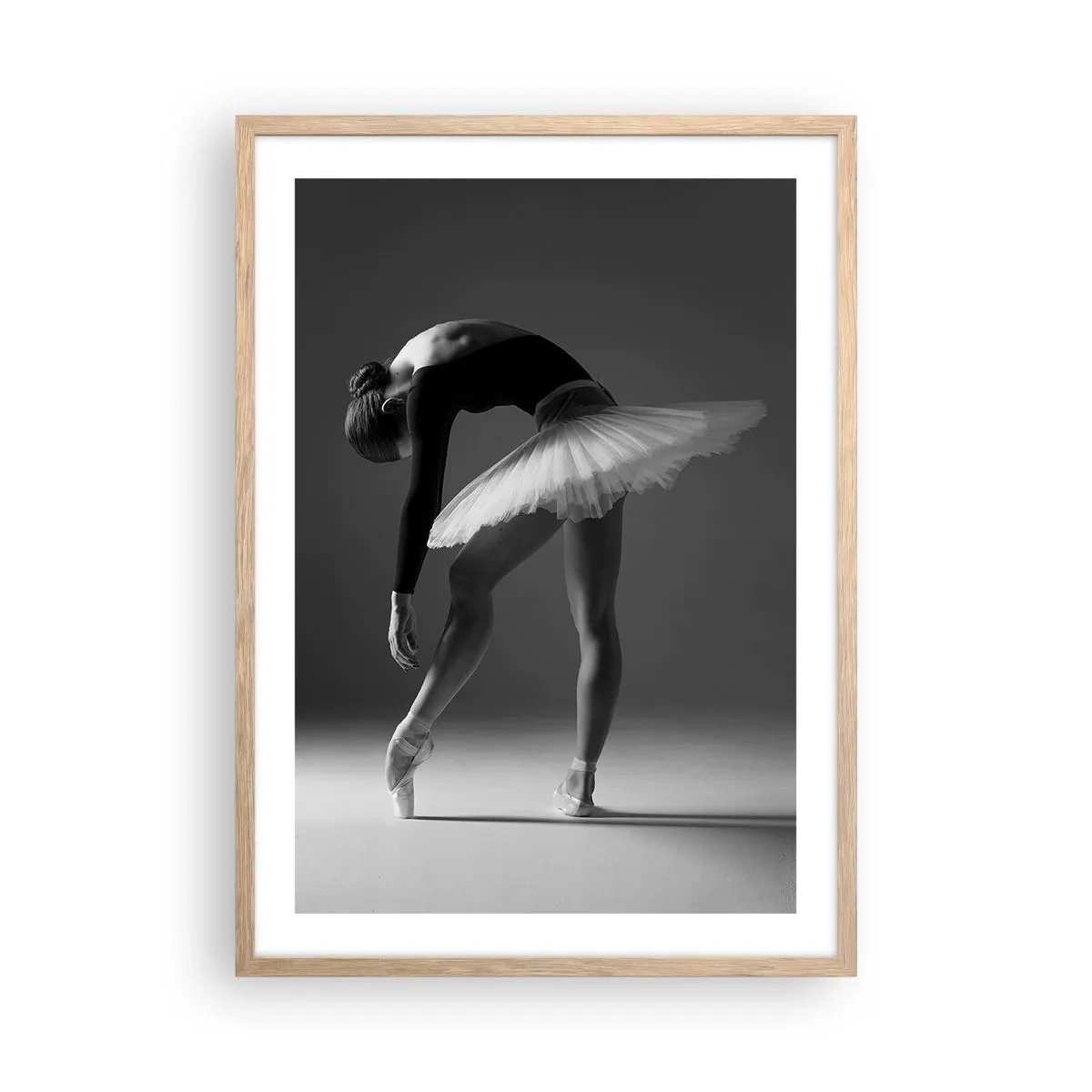 Poszter világos tölgy keretben - Bella balerina - 50x70 cm