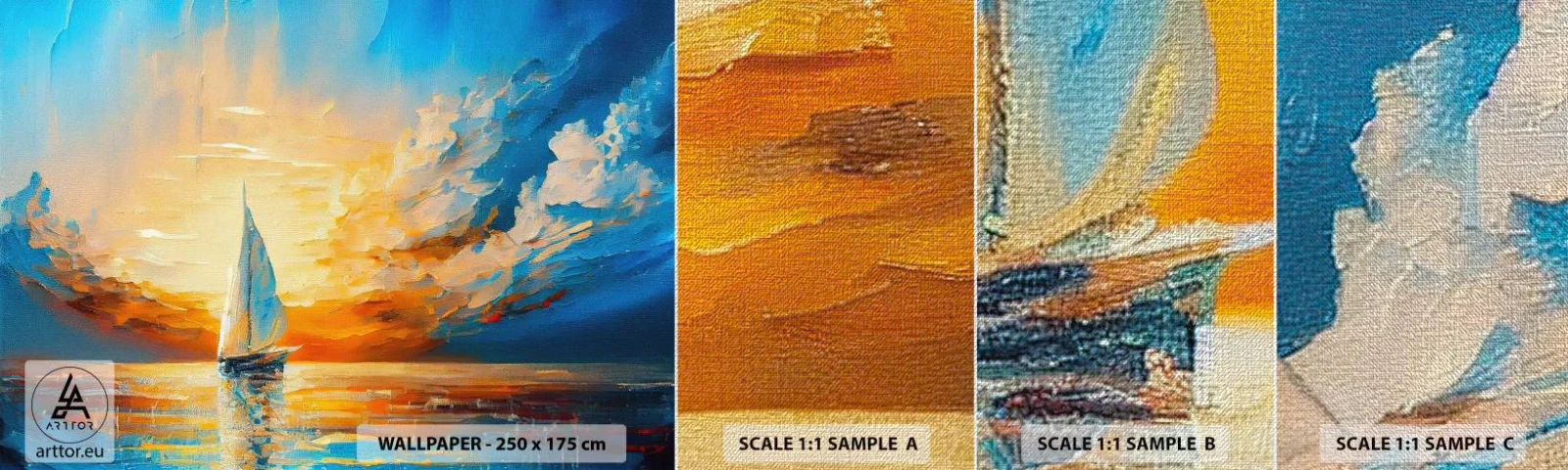 Fotótapéta Minta Premium Canvas - Aranyban vitorlázva - Tájkép, Tengeri, Vitorlás - 100x30 cm